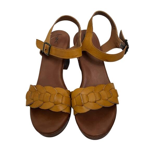 B.o.c Slingback Sandals Womens 11 Braided Strap Platform Block Heel Yellow - Picture 4 of 9